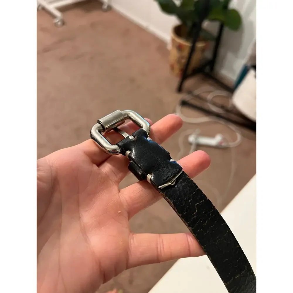 Fossil Dark Brown Worn in Genuine Leather Silver Buckle Belt Size Medium
